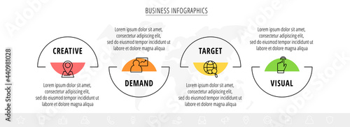 Business vector infographics with four line labels. Timeline visualization with 2 steps for diagram, flowchart, banner, presentations, web, content, levels, chart, graphic