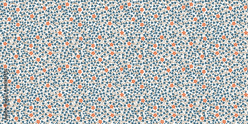 Floral seamless pattern, blooming flowers and leaves on white