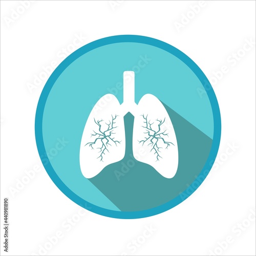 Blue lungs icon isolated on white background. Vector organ symbol.