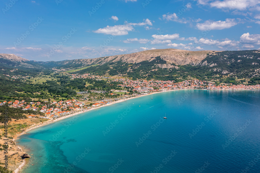 Aerial view of the beach, Krk, Baska Croatia