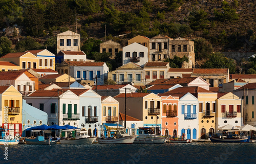 View of the village with colorful houses on the harbor on the Greek island of Kastellorizo in the Dodecanese © Giovanni Rinaldi