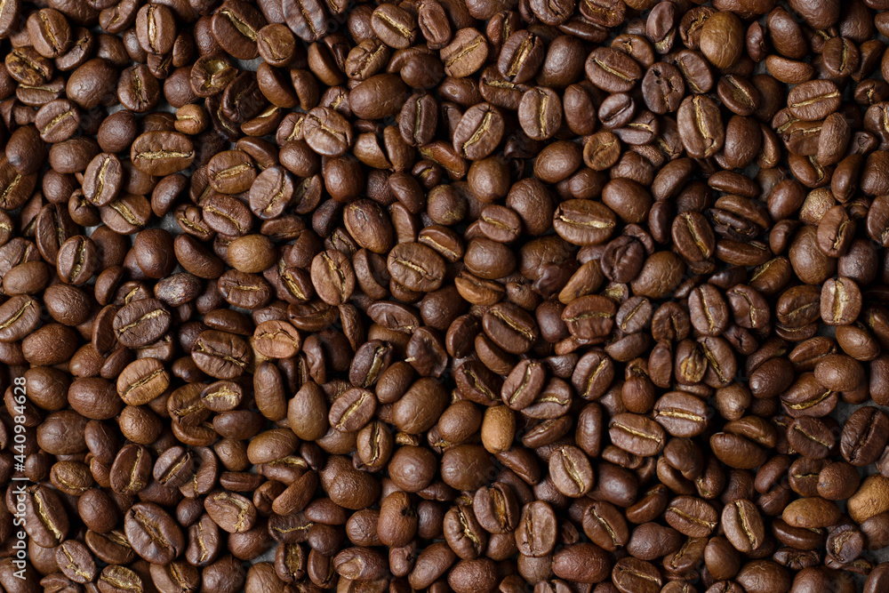This is a picture of coffee beans. taken in dark tones