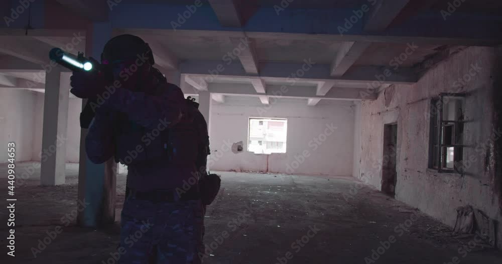 Portrait of army soldier, special forces fighter, modern warfare combatant with dirty face, combat helmet and talking in tactical radio headset during mission Portrait of army soldier, special forces fighter, modern warfare combatant with dirty face, combat helmet and talking in tactical radio headset during mission