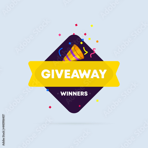 Giveaway banner. Post template. Enter to win. Social media poster. Vector EPS 10. Isolated on white background