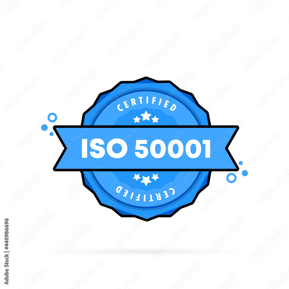 ISO 50001 stamp. Vector. ISO 50001 badge icon. Certified badge logo ...