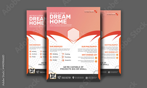 Construction and renovation flyer template | Building your own home print | Construction service brochure template | Marketing business print template