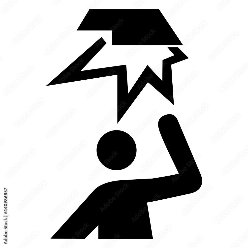 Beware Overhead Obstacles Symbol Isolate On White Background,Vector ...