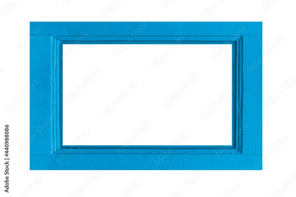 Blue wooden picture frame isolated on a white background Blue wooden picture frame isolated on a white background