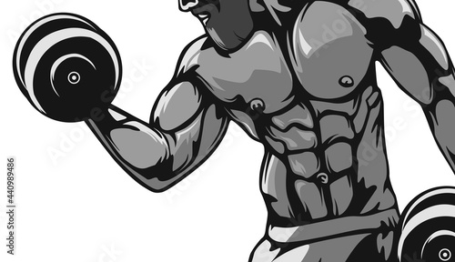 Wallpaper Mural Bodybuilder vector illustration. Strict coach bodybuilding and fitness logo. Baner for sport gym. Torontodigital.ca