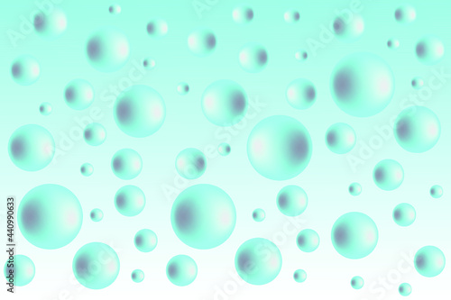 Colorful 3d realistic soap bubbles. Frosted aquamarine water drops on a rainy day vector illustration. 