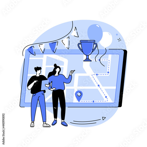 Interactive city quest abstract concept vector illustration.