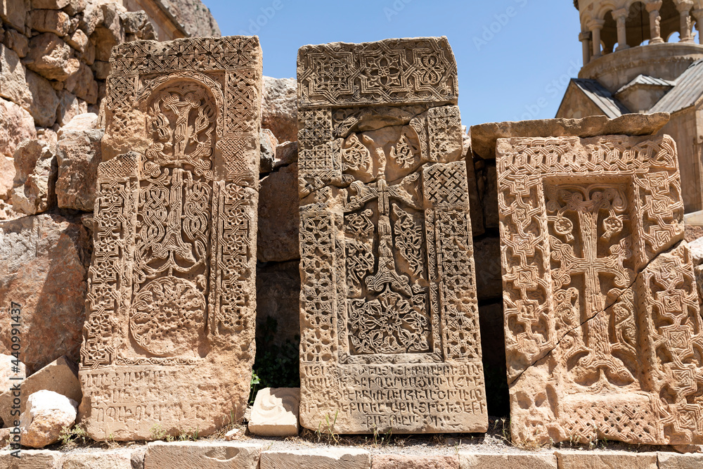 Khachkars of the Noravank Monastery. Armenia