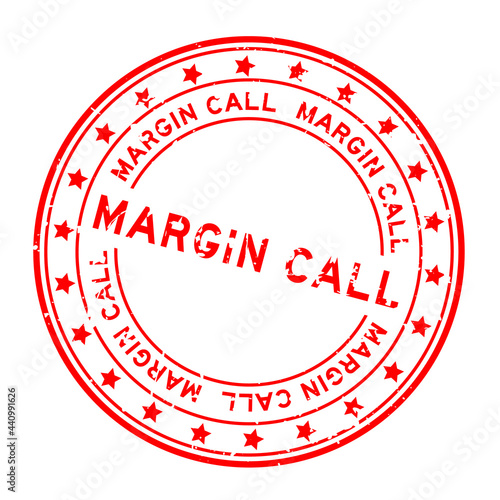 Grunge red margin call word with star icon round rubber seal stamp on white background