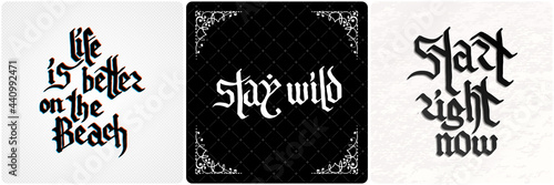 Vintage lettering collection. Gothic blackletter text. Vector clligraphic illustration set