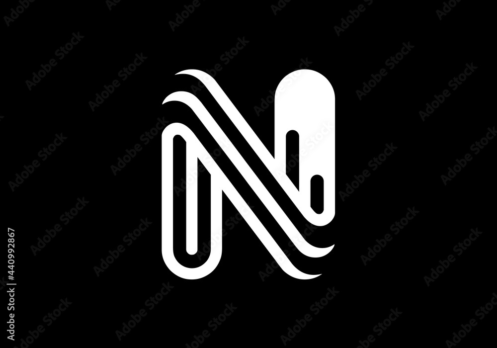 White capital letter N. Graphic alphabet symbol for logo, Poster, Invitation. vector illustration White capital letter N. Graphic alphabet symbol for logo, Poster, Invitation. vector illustration