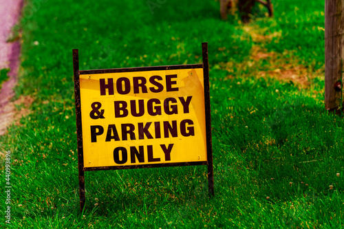 Horse and Buggy Parking Only Sign photo