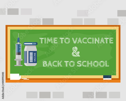 Time to vaccinate and back to school concept: Cartoon vetor style for your design.