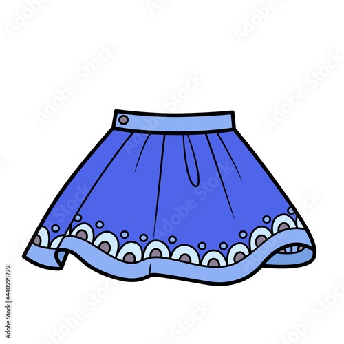 Lush blue skirt color variation for coloring on a white background