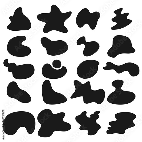 Blob shapes vector set. Random blotch, inkblot, stone silhouette, Ink stain. Organic abstract simple fluid splodge elemets.  isolated on white background. vector illustration