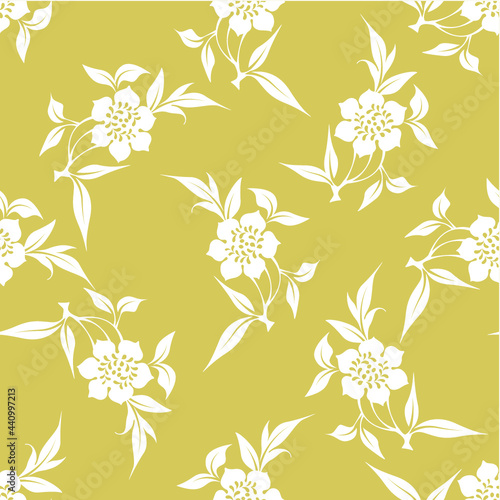 seamless pattern of flowering branches