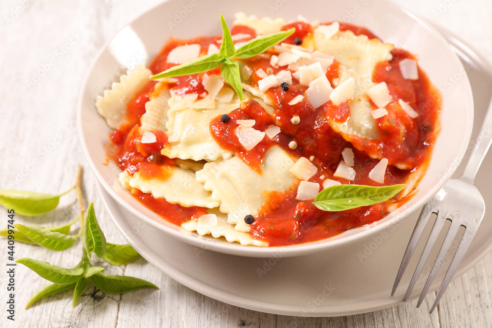 raviolis with tomato sauce and basil raviolis with tomato sauce and basil