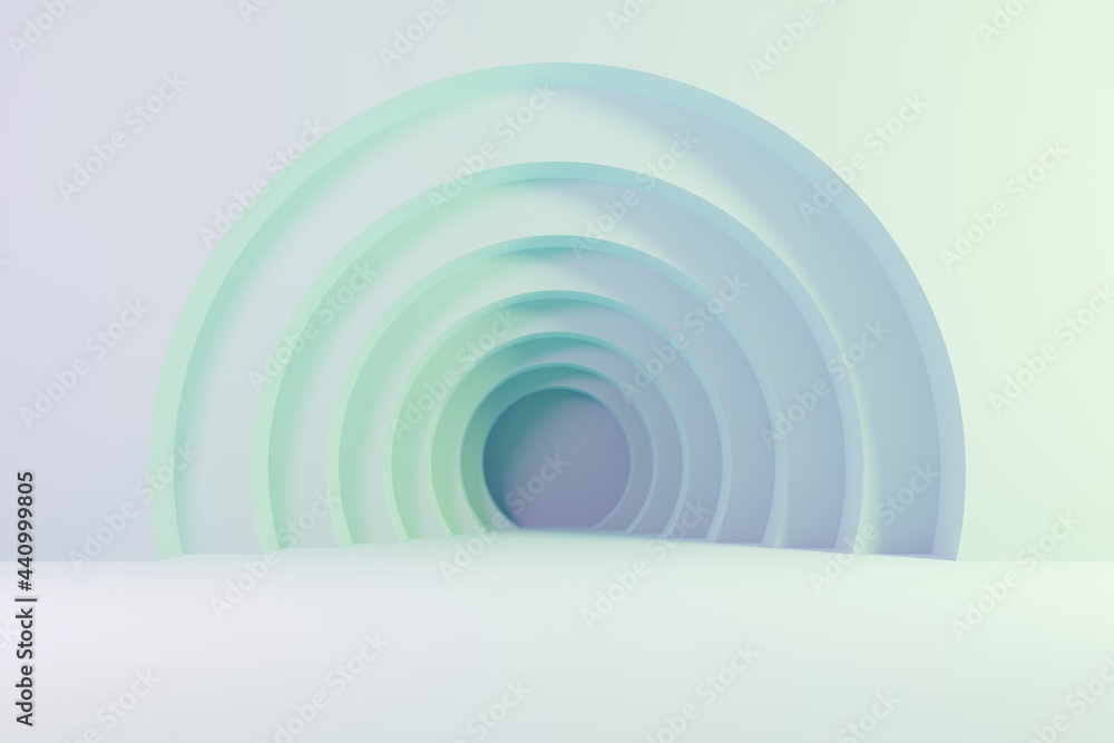 Obraz premium Pastel mint background arch tunnel 3d illustration