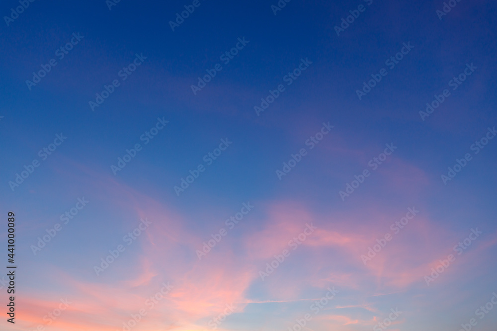 Blue sky with red clouds in the evening