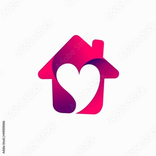 stay at home logo, love vector logo