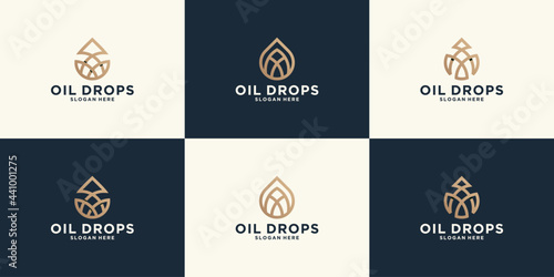 water drop logo collection in luxury line style