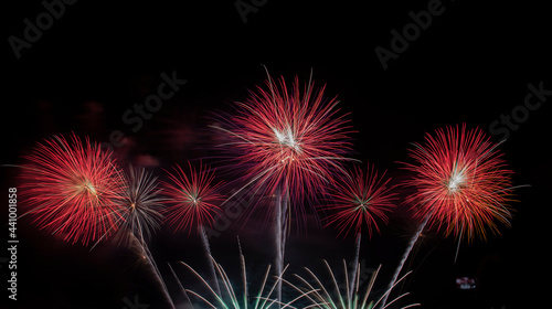 Colorful of fireworks for 4th July national holiday festival independence day concept 