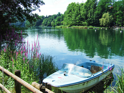 Tableau sur toile Il fiume Adda a Villa d'Adda, in provincia di Bergamo.