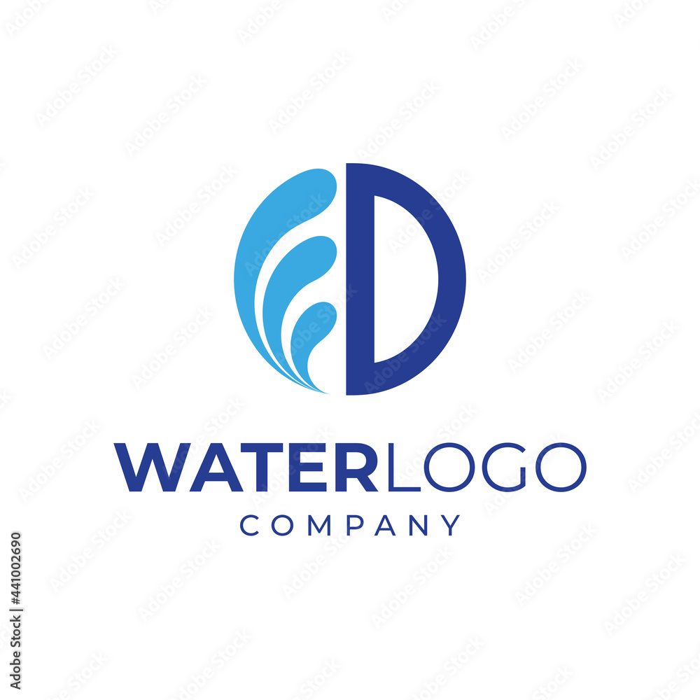 Letter D and water waves logo design Letter D and water waves logo design