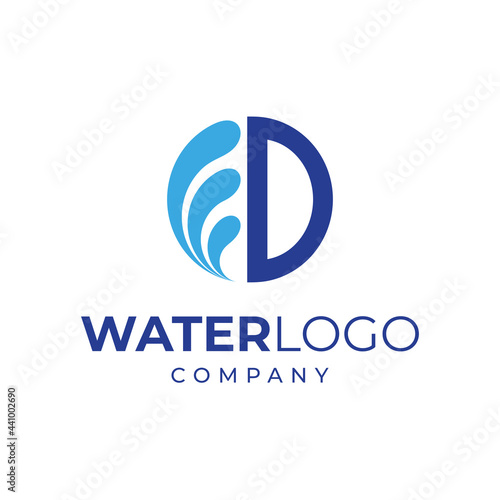 Letter D and water waves logo design