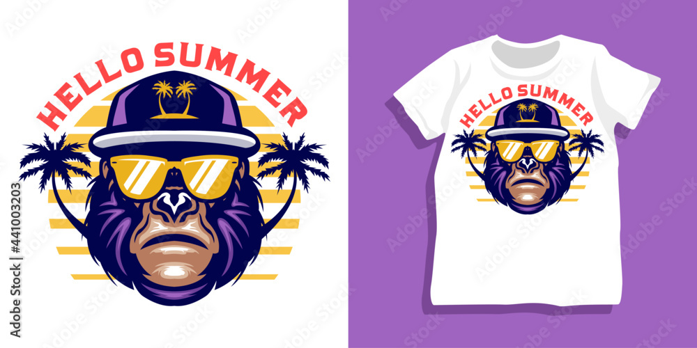Summer gorilla with sunglasses tshirt design Summer gorilla with sunglasses tshirt design