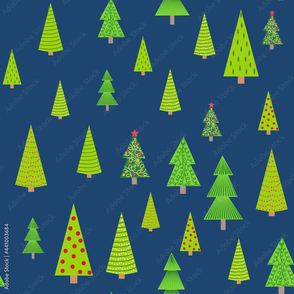 Seamless Christmas background with decorative Christmas tree