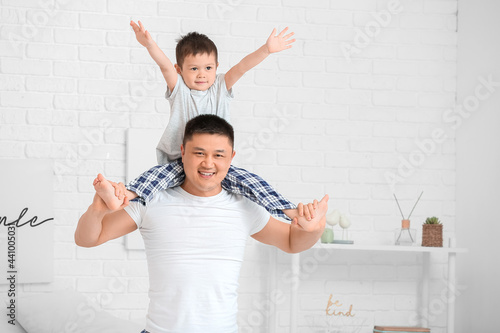 Morning of happy father and...
