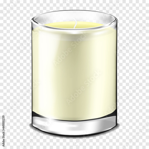 Glass jar candle on transparent background. Vector illustration
