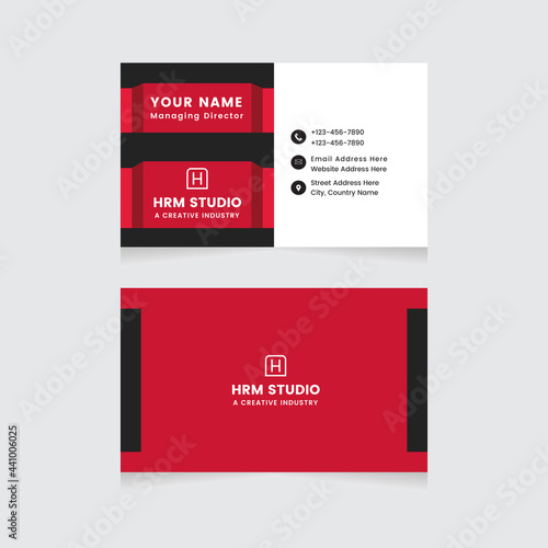 Modern Business Card Print Templates.Personal Visiting Card With Company Logo.Business Card Design Vector Illustration Stationery. Double Sided Business Card Flat. 