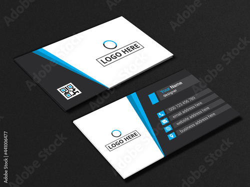 Double-sided creative business card vector design template. Business card for business and personal use. Vector illustration design, Horizontal layout, Print ready photo