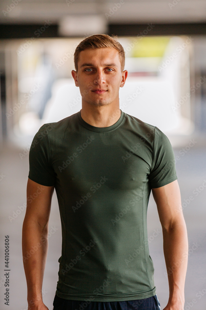 Portrait of a fit male athlete outdoors. Portrait of a fit male athlete outdoors.