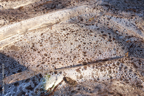 A transparent polyethylene sheet on ground for solarisation of the soil to reduce weeds, insects and bacteria in an environmentally friendly manner.