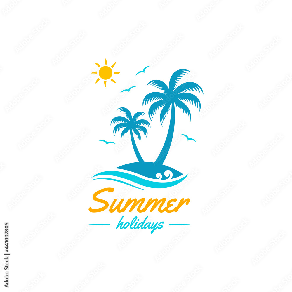 Summer holidays icon logo vector design