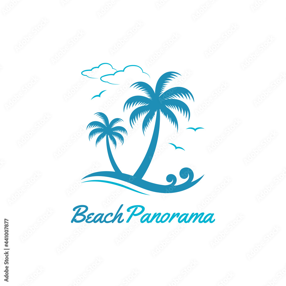 Beach panorama icon logo vector design