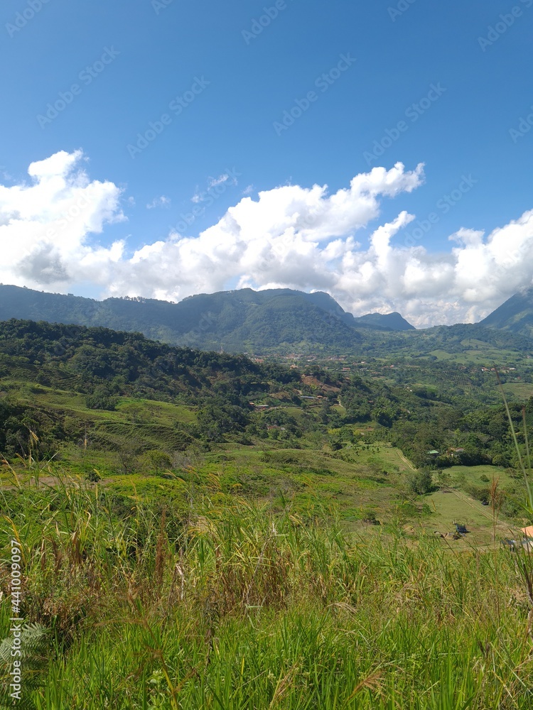Rural and natural landscape with mountains. Venecia, Antioquia, Colombia.