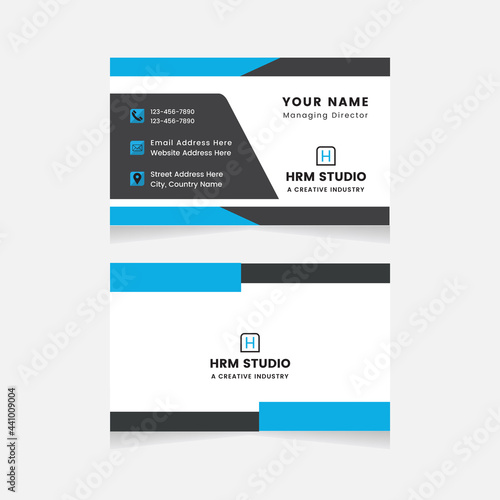 Modern Business Card Print Templates.Personal Visiting Card With Company Logo.Business Card Design Vector Illustration Stationery. Double Sided Business Card Flat. 