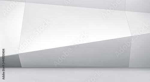 Fototapeta Naklejka Na Ścianę i Meble -  Abstract white polygonal wall background. Futuristic Geometric structure design concept. 3d Render.