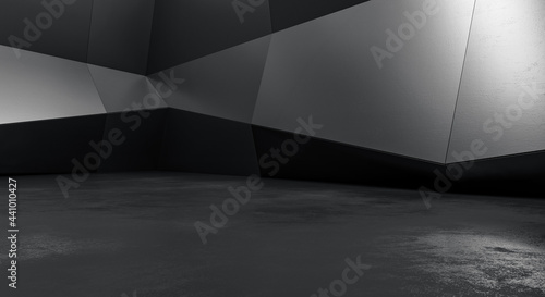Abstract polygonal Geometric wall background. Futuristic modern structure design concept. 3d Render.