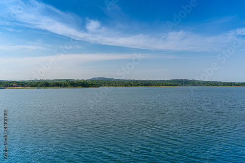 The view of the river behind is a mountain view at Sirindhorn Dam. Ubon Ratchathani Province  Thailand