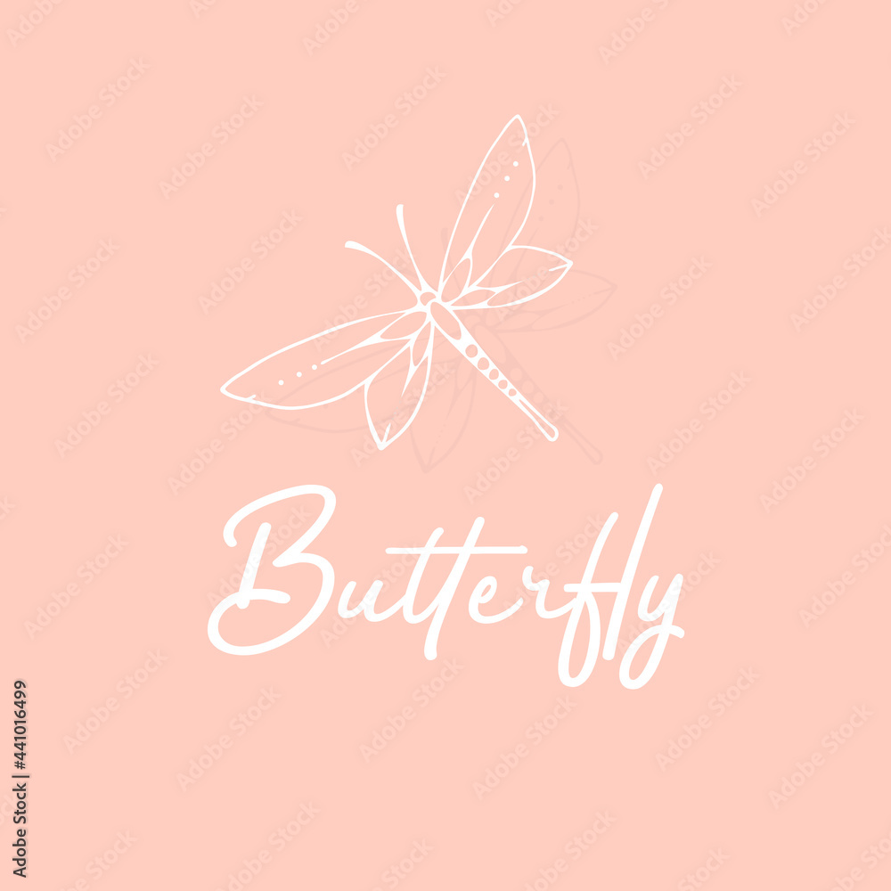 Cute Logo Butterfly. Butterfly line art logo symbol minimal illustration design Cute Logo Butterfly. Butterfly line art logo symbol minimal illustration design