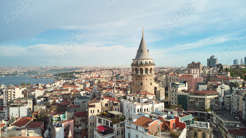 Aerial view of the Galata Tower in Istanbul. Turkey landmarks photo